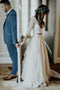 Ivory Chiffon Rustic Wedding Dresses Cheap 3/4 Sleeves Two Piece Wedding Dress UQ2012