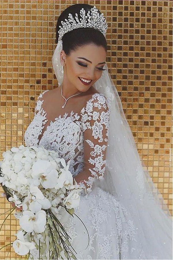 Glamorous Long Sleeves Wedding Dress Mermaid Lace Bridal Gowns chw0021