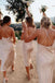 Spaghetti Straps Sheath Tea Length Cowl Neck Bridesmaid Dress chb0015