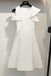 Ivory Short Satin Homecoming Dresses, A Line Cute Short Sleeves Sweet 16 Dress N1962
