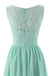 Mint Green V Neck Long Bridesmaid Dress with Lace, Simple Pleated Long Bridesmaid Dress UQ1855