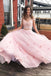 Two Piece Floor Length Tulle Prom Dress with Lace, Long Off the Shoulder Dress with Flower UQ2096
