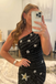 Black Sequins Sheath Homecoming Dress, Sparkly Bodycon Dress With Star chh0150