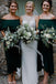 Dark Green Ankle Length Off Shoulder Bridesmaid Dresses, Cheap Chiffon Bridesmaid Dress N2386