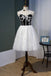 Spaghetti Straps Lace Sweet 16 Dress with Black Top, Cute Lace Homecoming Dress UQ1977