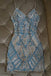 Gorgeous Sparkly V Neck Crystal Beaded Sheath Short Homecoming Dresses UQ1936