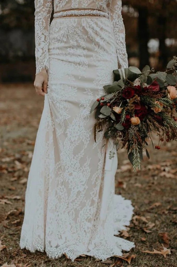 Vintage Long Sleeves Lace Wedding Dresses Backless Rustic Lace Wedding cherishgirls Vintage Long Sleeves Lace Wedding Dresses Backless Rustic Lace Wedding cherishgirls