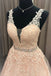 Floor Length V Neck Sleeveless Tulle Prom Dress with Appliques, Puffy Quinceanera Dress UQ2204