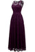 Purple Sleeveless Lace Bridesmaid Dresses, Floor Length Lace Prom Dresses UQ1856