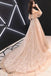 Charming Straps Flowy Tulle Lace Prom Dress with Train, A Line Evening Dress with Ruffles UQ2104