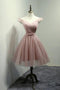 Dusty Pink Off the Shoulder Tulle Homecoming Dress,  A Line Tulle Graduation Dresses UQ2129