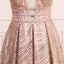 A Line Deep V Neck Long Prom Dress with Sequins, Glitter Sleeveless Evening Dress UQ2271