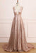 A Line Deep V Neck Long Prom Dress with Sequins, Glitter Sleeveless Evening Dress N2271