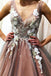 A Line V Neck Sleeveless Tulle Party Dress with Flowers, Gorgeous Prom Dress with Appliques UQ2442