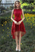 Burgundy High Low Lace Homecoming Dress, Charming Hi-lo Graduation Dresses N2194