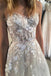 Ivory Strapless Tulle Long Beach Wedding Dresses, Sexy Lace Appliqued Bridal Dress UQ2402