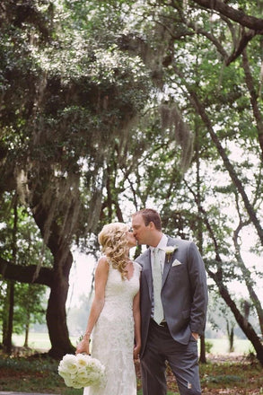 Simple Lace Appliques Mermaid Beach Wedding Dress, Bridal Gown CHW0121