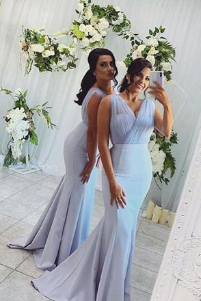 Mermaid V Neck New Style Sleeveless Long Bridesmaid Dress, Long Prom Dress chb0019