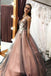 A Line V Neck Sleeveless Tulle Party Dress with Flowers, Gorgeous Prom Dress with Appliques N2442