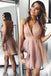 Cute Halter Above Knee Pink Tulle Short Prom Dresses, Pleated Homecoming Dresses UQ1986