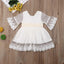 A Line 3/4 Sleeve Lace Flower Girl Dresses Above Knee Baby Dress with Sash UF083