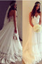 Boho Sweetheart Lace Appliques A Line Ivory Wedding Dress, Beach Wedding Dress UQ2087