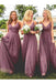 Spaghetti Straps V Neck Floor Length Bridesmaid Dress with Pleats, A Line Bridesmaid Dress UQ2384