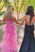 New Arrival Hot Pink Spaghetti Straps Floor Length Prom Dress With Ruffles, Tulle Formal Gown CHP0072