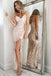 Sexy Spaghetti Straps Side Slit Long Prom Dresses, Sheath Split Formal Dresses UQ2614