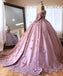 Ball Gown Off the Shoulder Tulle Quinceanera Dress with Lace Appliques, Puffy Prom Dress UQ2529