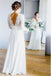 Floor Length 3/4 Sleeves Chiffon Beach Wedding Dress with Lace, Backless Bridal Dress UQ2016