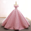 Ball Gown Off the Shoulder Satin Prom Dress with Lace Appliques, Long Quinceanera Dress UQ2530