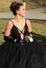 Fashion Spaghetti Straps Black Prom Dresses Floor Length Evening Party Dresses UQ2478