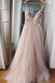Spaghetti Straps V Neck Long Bridesmaid Dress with Flowers, Tulle Prom Dress chb0025