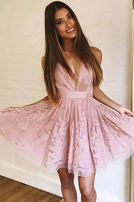 A Line V Neck Lace Junior Popular Cheap Short Homecoming Dress, Short Party Dress UQ2157 A Line V Neck Lace Junior Popular Cheap Short Homecoming Dress, Short Party Dress UQ2157
