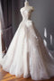 Stunning Off the Shoulder Tulle Wedding Dress with Lace Applique, Bridal Dress with Long Train UQ2522