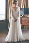 Elegant Long Sleeves Chiffon Beach Wedding Dresses with Long Sleeves, A Line Bridal Dress UQ2360