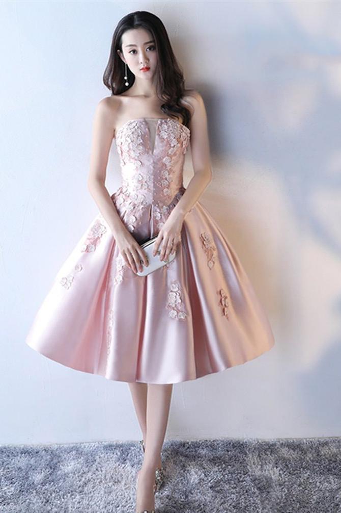 formal dresses above the knee Lace Tulle Off-the-shoulder Knee-length Formal Dress With Appliques