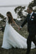 Fairy A-line V Neck Sleeveless Chiffon Beach Wedding Dresses With Button, Simple Bridal Dress N2549