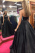 Black Halter Satin Prom Dress with Beading, Long Evening Dress with Pockets UQ2070