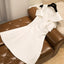 Ivory Short Satin Homecoming Dresses, A Line Cute Short Sleeves Sweet 16 Dress UQ1962