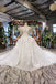 Ball Gown Half Sleeves Lace Bridal Dress with Sequins, Sheer Neck Long Wedding Dress UQ1970