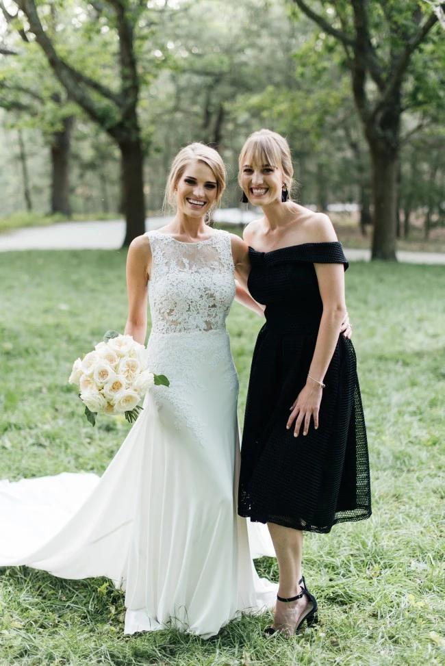 Chic Sleeveless Long Wedding Dress with Lace Appliques, Long Train Bea cherishgirls Chic Sleeveless Long Wedding Dress with Lace Appliques, Long Train Bea cherishgirls