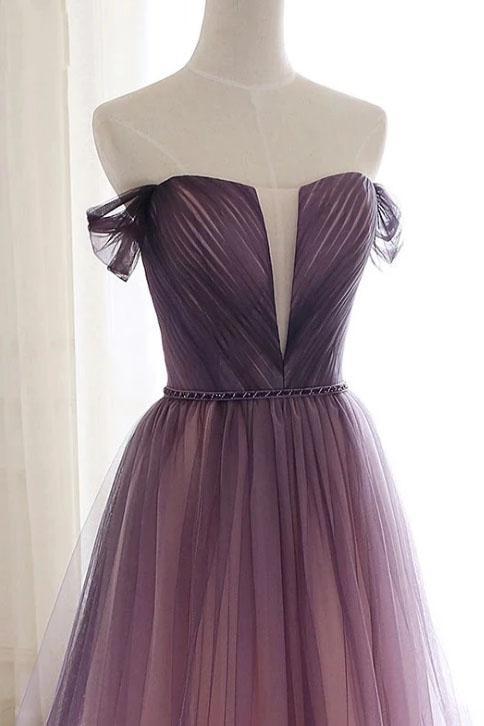 A Line Off the Shoulder Ombre Prom Dresses with Belt, Purple Gradient cherishgirls A Line Off the Shoulder Ombre Prom Dresses with Belt, Purple Gradient cherishgirls
