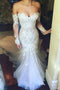 Mermaid Sweetheart Long Sleeves Court Train Tulle Wedding Dress with Appliques UQ2502