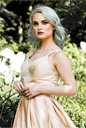 Cheap Spaghetti Straps Long Satin Prom Dress, A Line Simple Long Formal Dress UQ2543