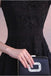 Black Cap Sleeves Satin Short Homecoming Dress with Lace, Cute Mini Cocktail Dresses UQ1961