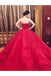 Ball Gown Red Sweetheart Tulle Prom Dresses with Appliques, Puffy Quinceanera Dress UQ2079