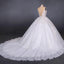 Ball Gown Sheer Neck Sleeveless White Wedding Dresses, Lace Appliqued Bridal Dress UQ2297