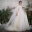 Romantic 3/4 Sleeves Illusion Neckline Lace Appliqued Wedding Dresses UQ2555